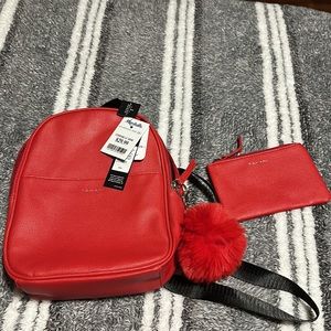 Red mini backpack bag and change purse